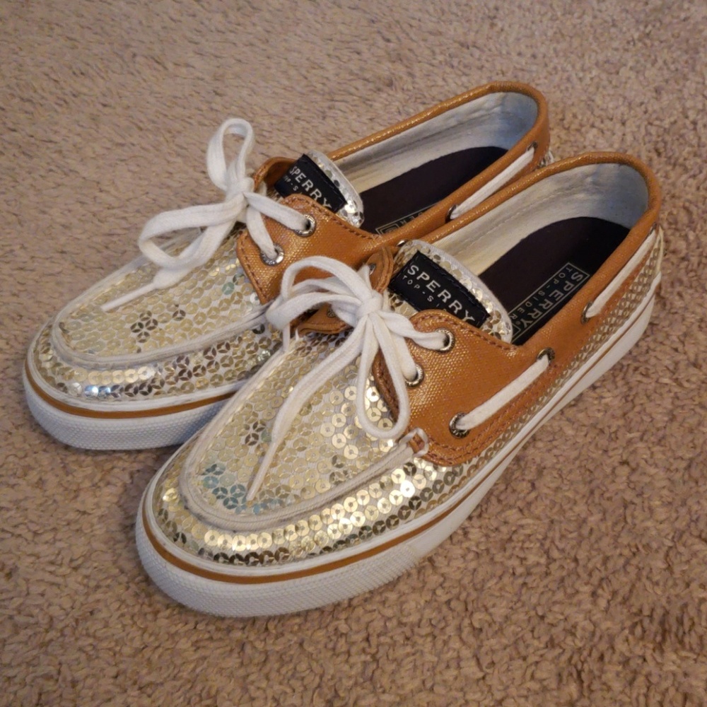 Tan and Gold Sperrys
